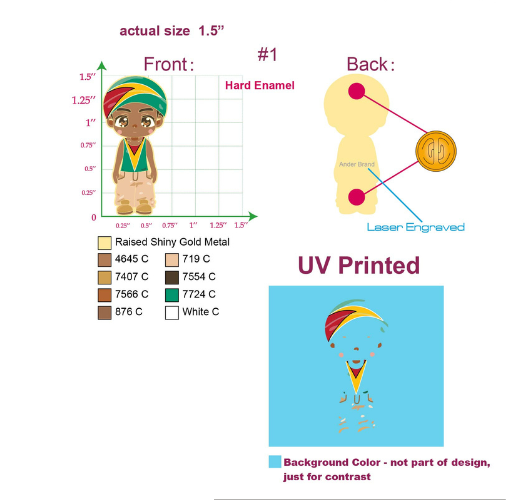 'Guyana Gold' Chibi Hard Enamel Pin